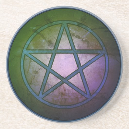 Blauw Pentacle Zandsteen Onderzetter (Voorkant)