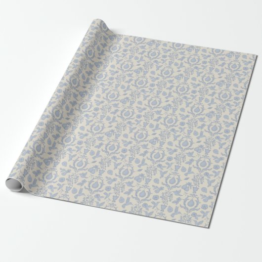 Blauw Perfect Pear Franse Landelijke Bruidscadeauf Cadeaupapier (Uitgerold)