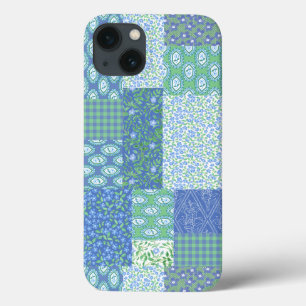 Blauw Periwinkle Bloem Boho Nep Patchwork Patroon Case-Mate iPhone Case