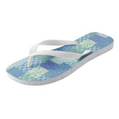 Blauw Periwinkle Bloem Boho Nep Patchwork Patroon Teenslippers (Schuin)