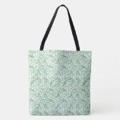  Blauw Periwinkle Floral op witte achtergrond Tote Bag (Voorkant)