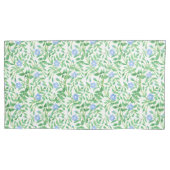 Blauw periwinkle Floral Pattern op White Kussensloop (Voorkant-Links)