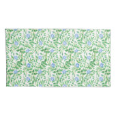 Blauw periwinkle Floral Pattern op White Kussensloop (Achterkant-Rechts)