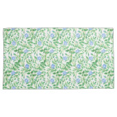 Blauw periwinkle Floral Pattern op White Kussensloop (Voorkant-Rechts)