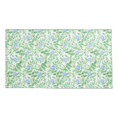 Blauw periwinkle Floral Pattern op White Kussensloop (Achterkant-Links)