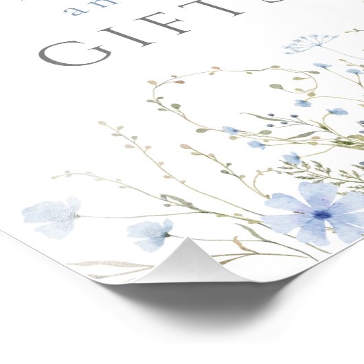 Blauw Periwinkle Wildflower Bruiloft Kaart Cadeaub Foto Afdruk (Hoek)