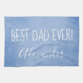 Blauw perkament beste vader ooit theedoek (Horizontaal)