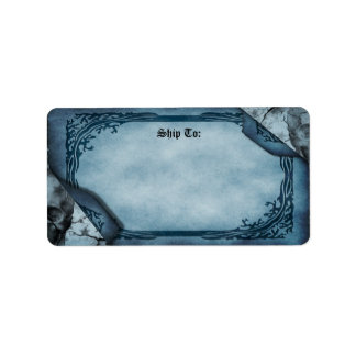 Blauw Perkament Scroll Gothic Verzendlabel Etiket