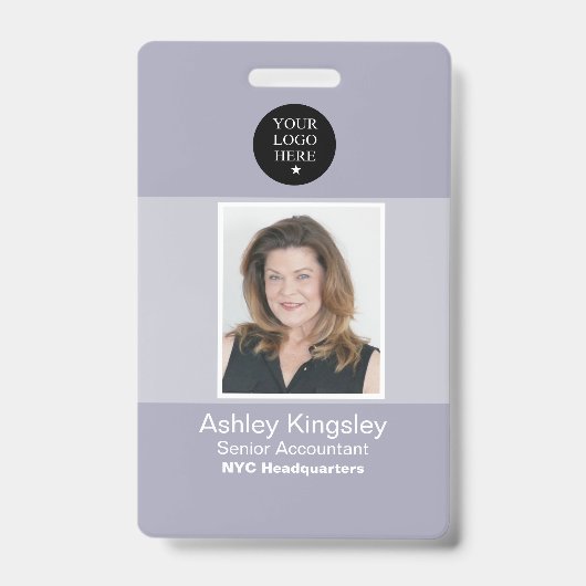 Blauw Personeelsfoto Badge Bedrijfsbarcode (Voorzijde)