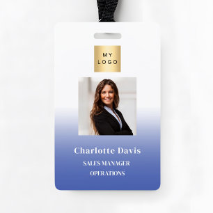 Blauw personeelsfoto ID bedrijfsbeveiliging Badge