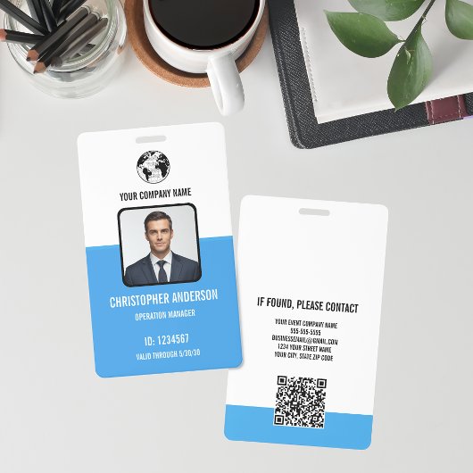 Blauw Personeelsfoto ID-beveiliging Badge