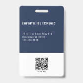Blauw Personeelsfoto ID QR-code Bedrijfslogo  Badge (Achterkant)