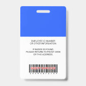 Blauw, Personeelsfoto, Logo, Streepjescode, Naam, Badge (Achterkant)