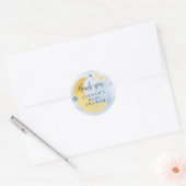 Blauw persoonlijk Baby shower over de maan Ronde Sticker (Envelop)