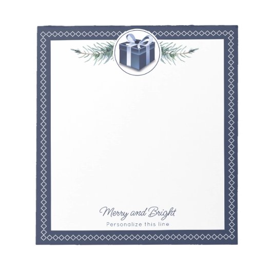 Blauw persoonlijk kerstcadeau notitieblok (Voorkant)