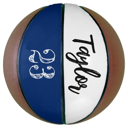 Blauw persoonlijk nummer van Ball Player-naam Basketbal (Verticaal)