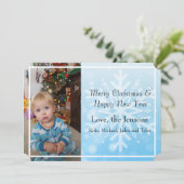  blauw Persoonlijk Snowflake Fotokerst Kaart (Staand voorkant)