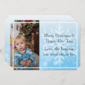  blauw Persoonlijk Snowflake Fotokerst Kaart (Voorkant / Achterkant)