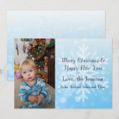  blauw Persoonlijk Snowflake Fotokerst Kaart (Voorkant / Achterkant)