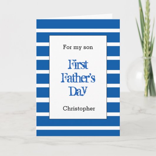 Blauw Persoonlijke 1e Vaderdag Zoon Kaart (Voorkant)