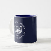 Blauw Persoonlijke Golfclubnaam Tweekleurige Koffiemok (Voorkant links)
