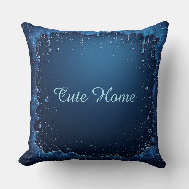 Blauw Persoonlijke Naam Aangepast Cadeau Kussen (Voorkant)