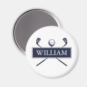 Blauw Persoonlijke Naam Golfbalclubs Magneet (Voorkant / Achterkant)