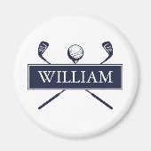 Blauw Persoonlijke Naam Golfbalclubs Magneet (Voorkant)