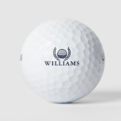 Blauw Persoonlijke Naam Monogram Krans Golfballen (Voorkant)