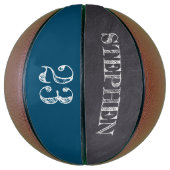 Blauw persoonlijke naambalknummeridentificatie basketbal (Verticaal)
