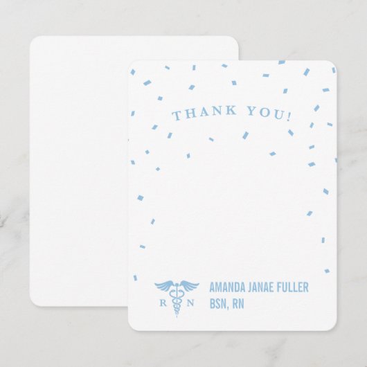 Blauw persoonlijke verpleegster Hartelijk dank Bedankkaart (Voorkant / Achterkant)