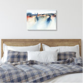 Blauw Perzik Atmosferisch Abstract Landschapschild Canvas Afdruk (Insitu (Slaapkamer))