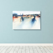 Blauw Perzik Atmosferisch Abstract Landschapschild Canvas Afdruk (Insitu (Houten vloer))