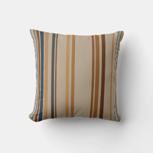 Blauw, Perzik, Beige, Bruin en Taupe Strepen Kussen