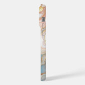 Blauw Perzik Blush Roze Wit Goud Marmeren Patroon iPhone Hoesje (Linkerkant)