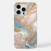 Blauw Perzik Blush Roze Wit Goud Marmeren Patroon iPhone Hoesje (Achterkant)