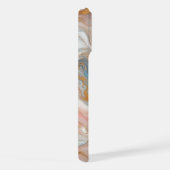 Blauw Perzik Blush Roze Wit Goud Marmeren Patroon iPhone Hoesje (Rechterkant)