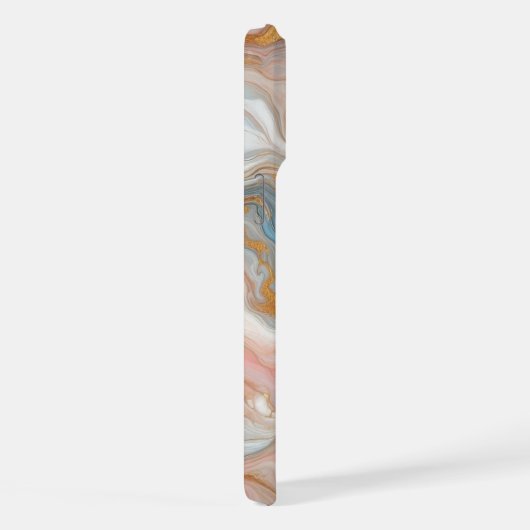 Blauw Perzik Blush Roze Wit Goud Marmeren Patroon iPhone Hoesje (Rechterkant)