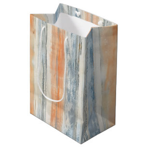 Blauw Perzik Crème Strepen Verjaardag Medium Cadeauzakje