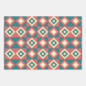 Blauw Perzik Diamant Geometrisch Inpakpapier Vel (Voorkant 3)