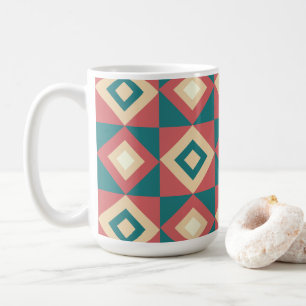 Blauw Perzik Diamant Geometrisch Koffiemok