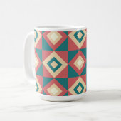 Blauw Perzik Diamant Geometrisch Koffiemok (Voorkant links)