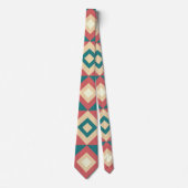 Blauw Perzik Diamant Geometrisch Stropdas (Voorkant)