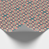 Blauw perzik geometrisch diamantpatroon cadeaupapier (Hoek)