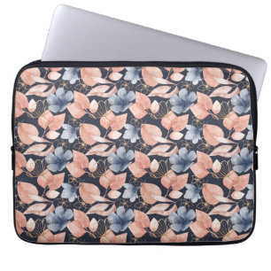 Blauw, perzik & goud bloemstuk stijlvolle botanisc laptop sleeve