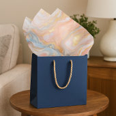 Blauw perzik pastel blush roze goud marmer patroon tissuepapier