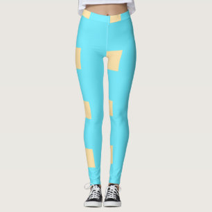 Blauw perzik ruitpatroon eenvoudig retro rustiek e leggings