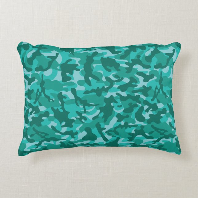 Blauw Perzisch Camouflage Accent Kussen (Voorkant)