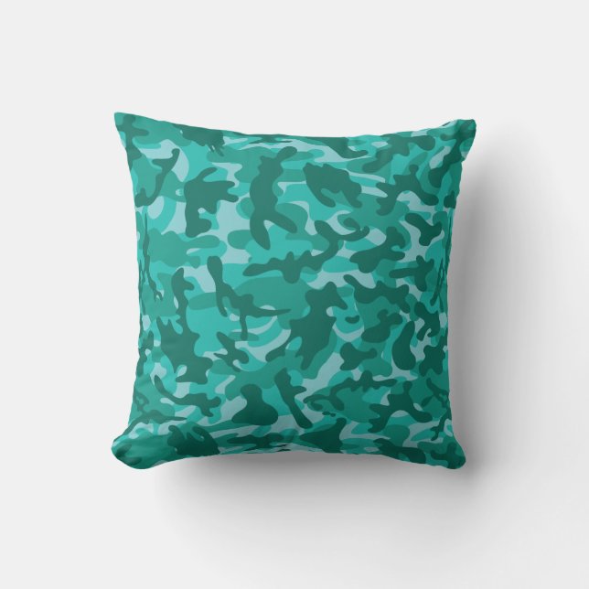 Blauw Perzisch Camouflage Kussen (Voorkant)