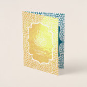 Blauw Perzisch Gouden Folie Moslim Bruiloft Uitnod Folie Kaarten (Voorkant)